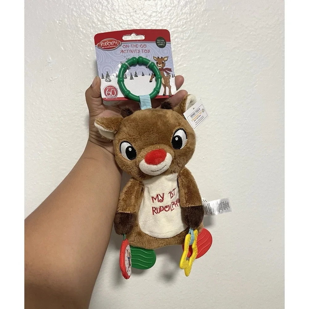 Rudolph Red-Nosed Reindeer My 1st Brown On-The-Go Activity Toy Teether Rattle